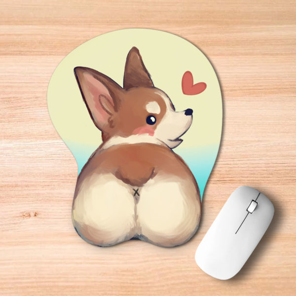 corgi butt 3d mouse pad with padded butt for wrist support